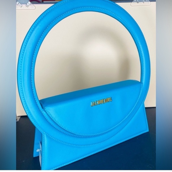 Jacquemus Le Grand Rond (LARGE ROUND) Blue Leather Bag NWT & Authentic - Picture 3 of 17